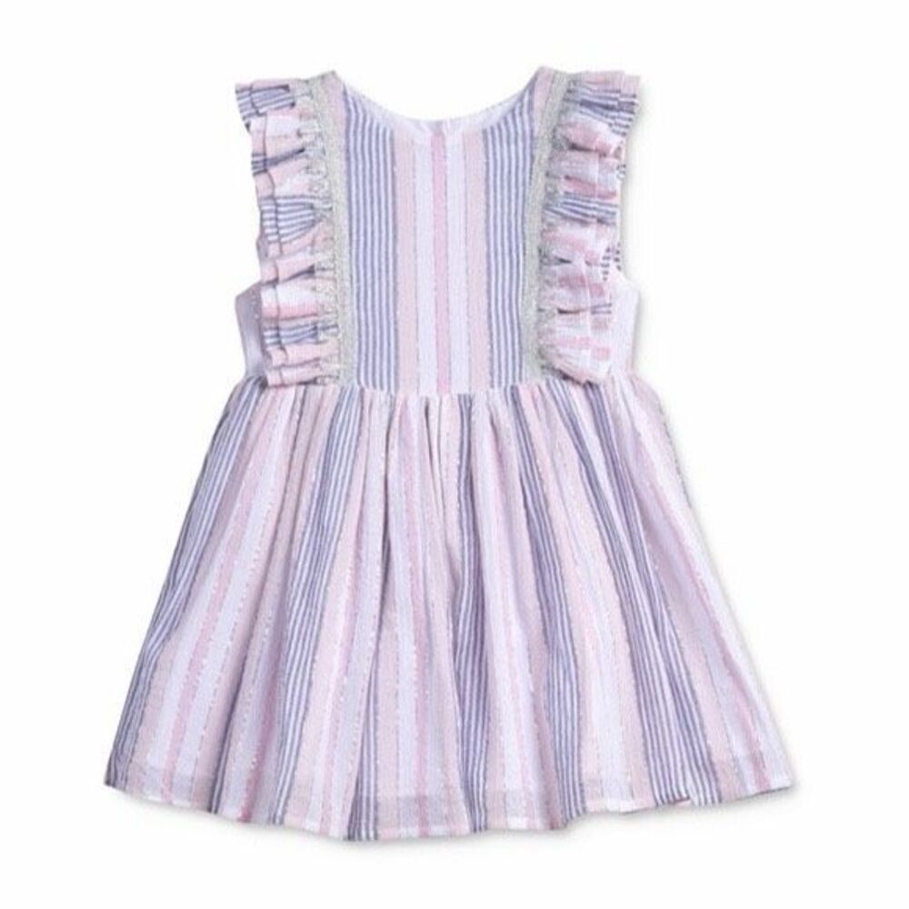 Pippa & Julie Striped Ruffled Flutter Sleeve Seersucker Dress Size 2T